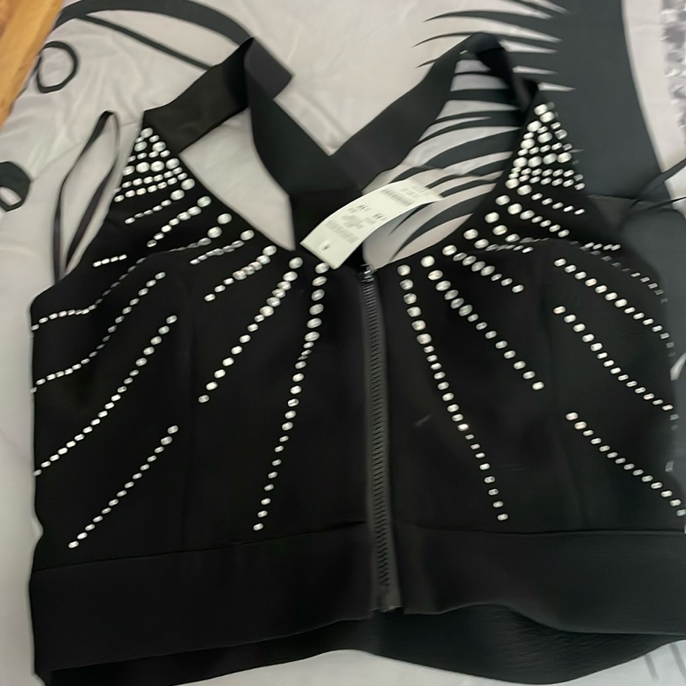 BeBe rhinestone crop top size xs new with tags